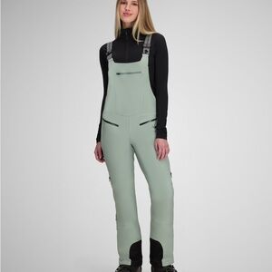 NWT obermeyer bliss bib Women's summit Sage Green Overalls pant 4 regular $350